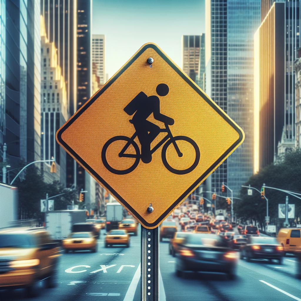 Cyclist caution sign midtown
