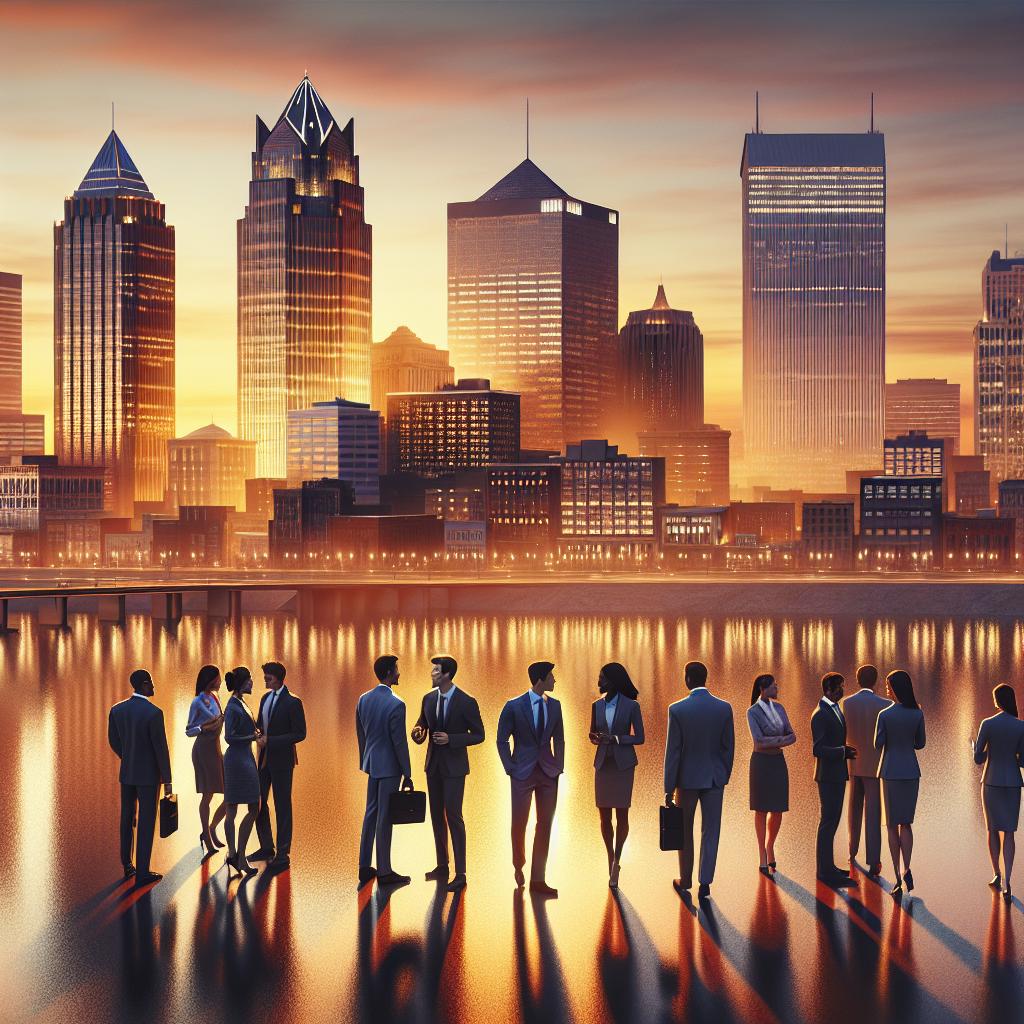 "Memphis skyline, outgoing businesspeople"