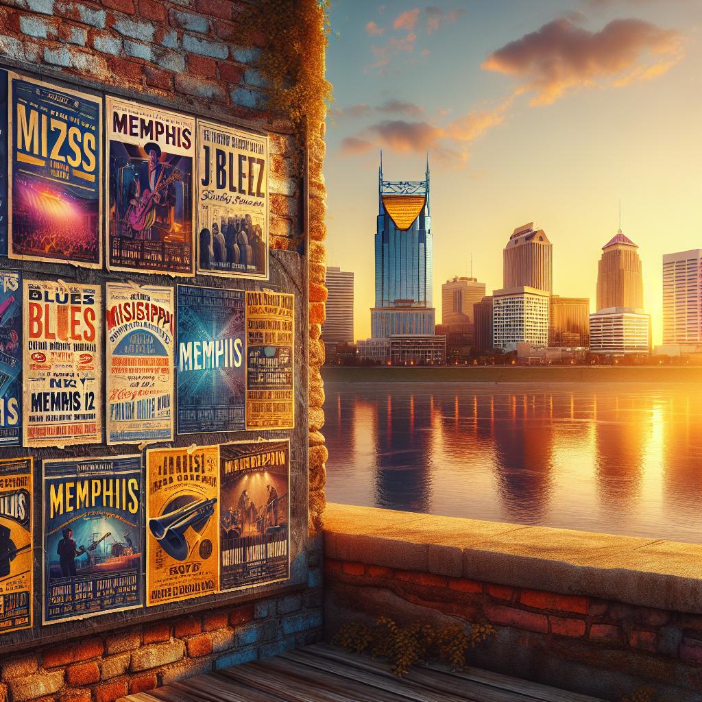 Memphis skyline with concert posters