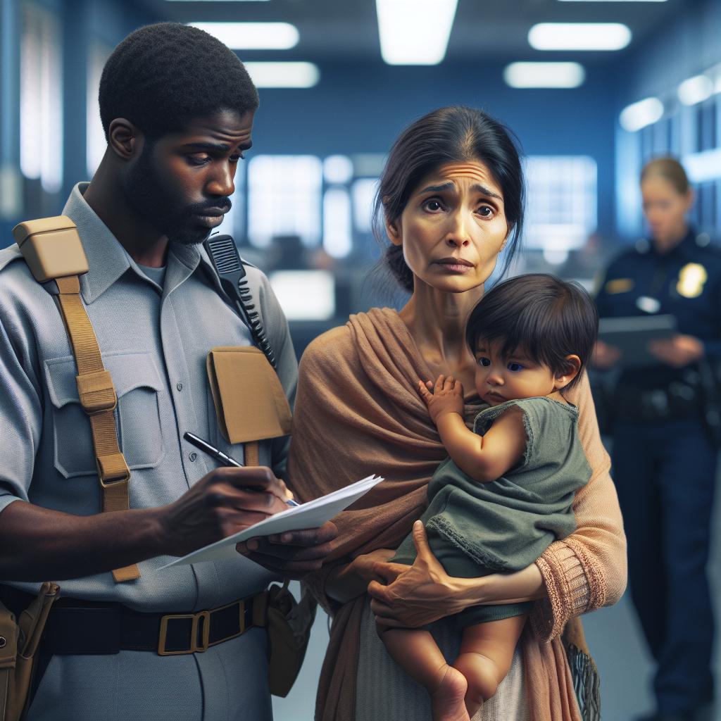 Mother reporting crime to police