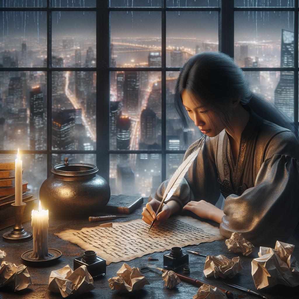 Poet writing about city