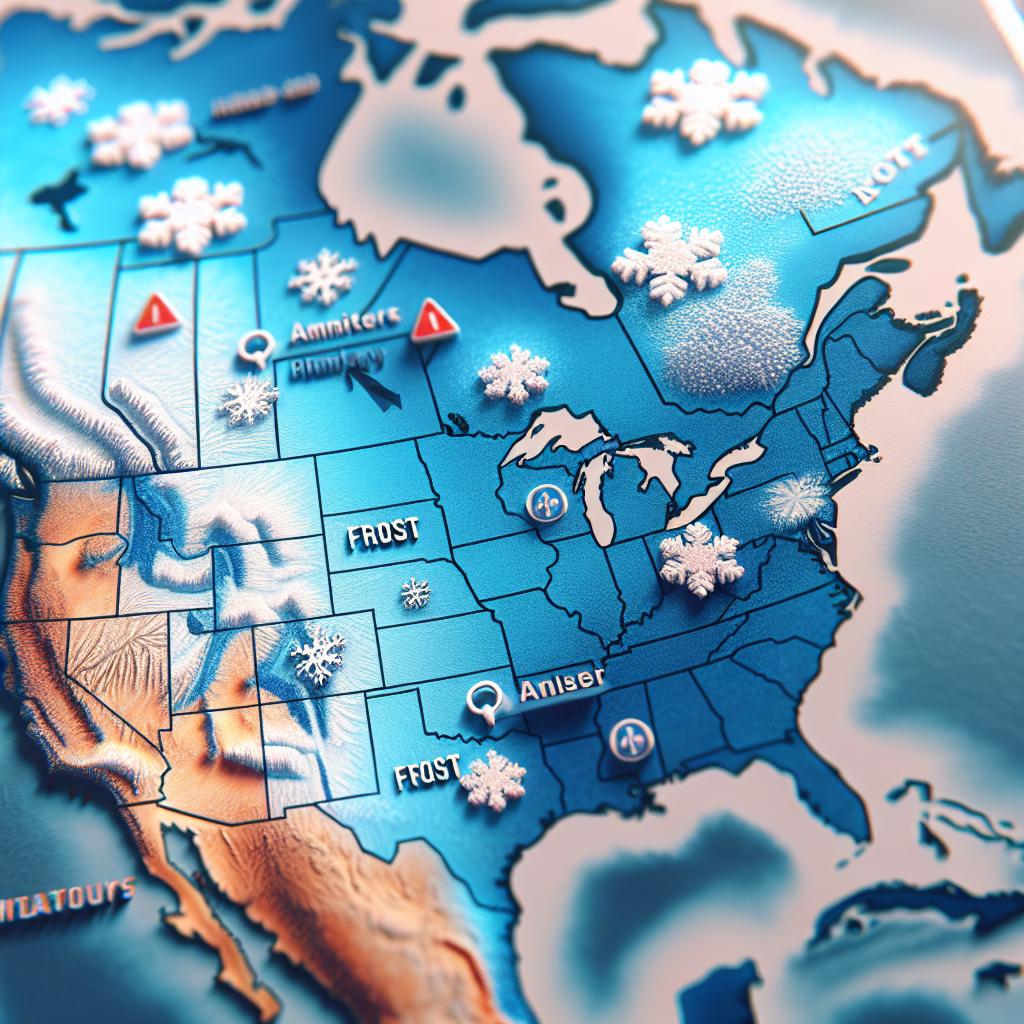 Frost advisory weather map