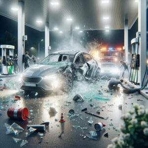 Car Crash at Gas Station