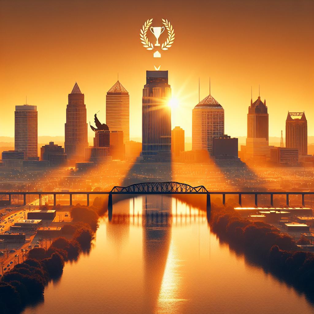 Memphis skyline with achievement symbols