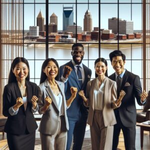 "Business Professionals Celebrating Achievement in Memphis"