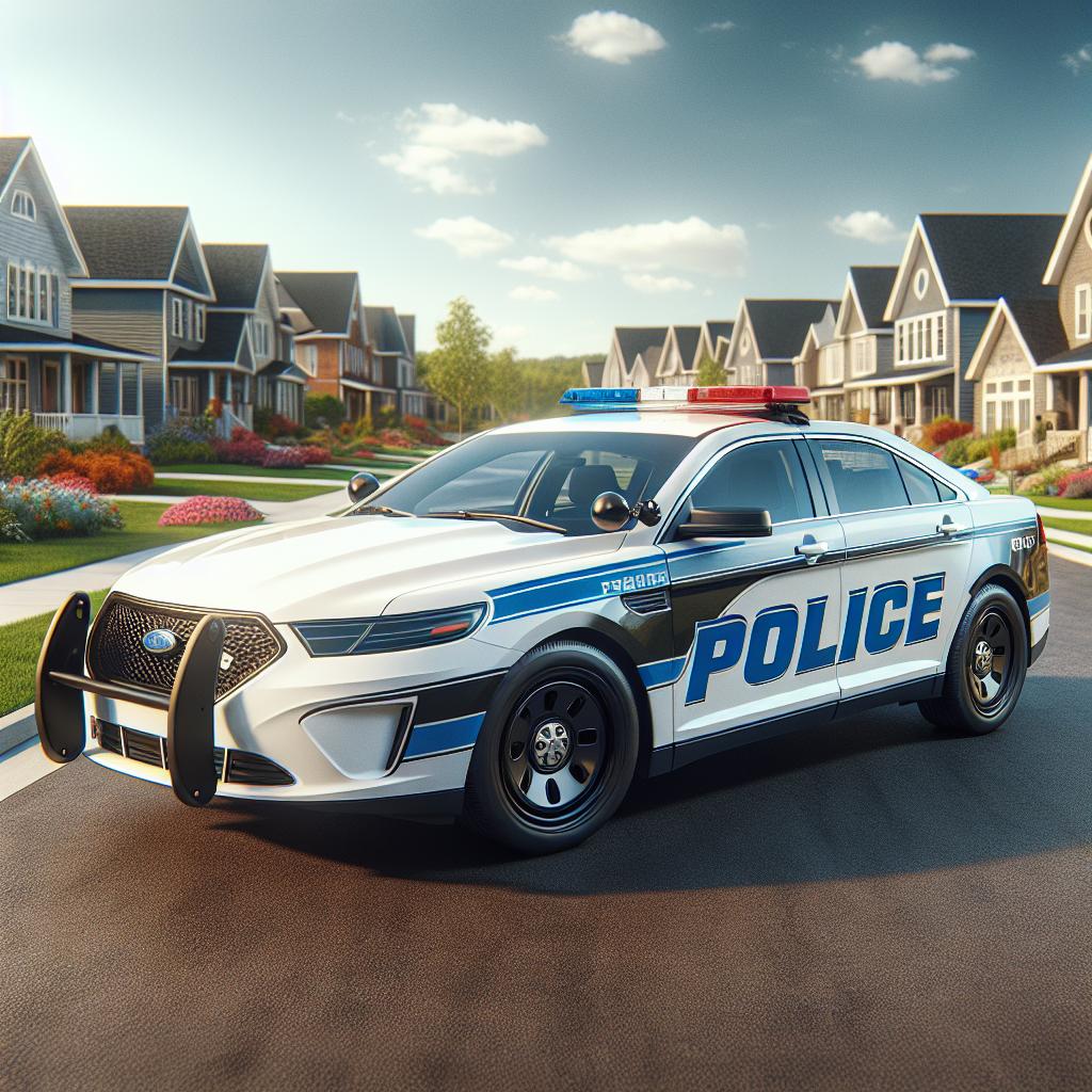 Police car in neighborhood