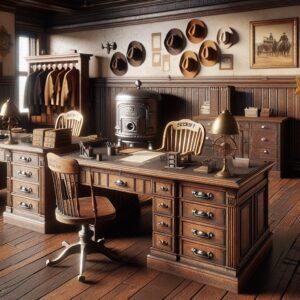 Empty sheriff office desks