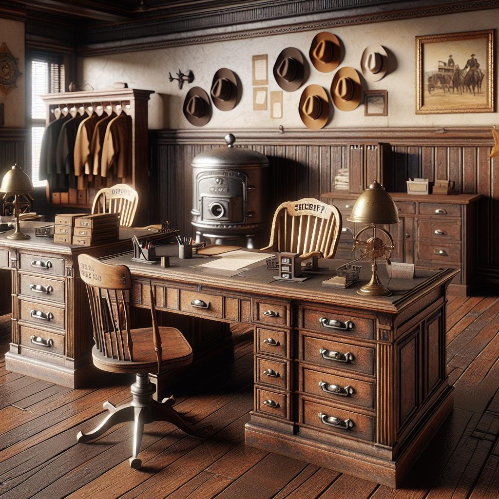 Empty sheriff office desks