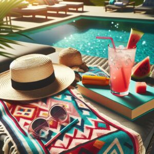 Summer poolside essentials setup