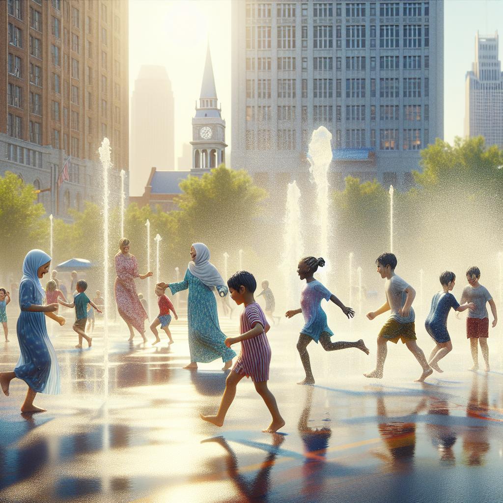 Children playing in Memphis splash park