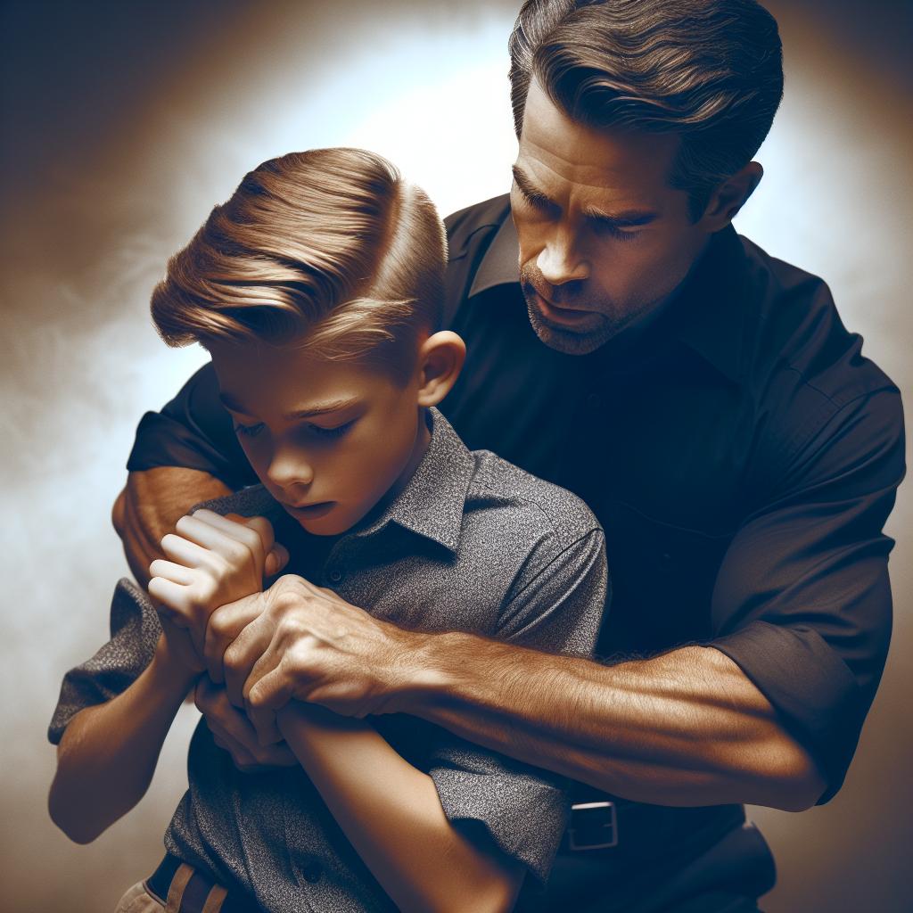 Teen struggling in restraint hold