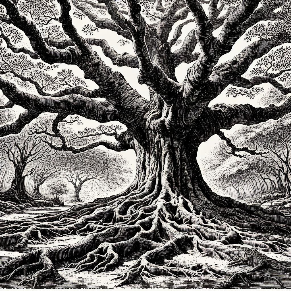 Block Print of Historic Tree