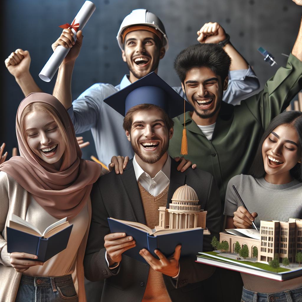 Diverse students celebrating educational equality