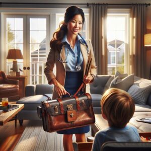 Pediatrician making traditional house call