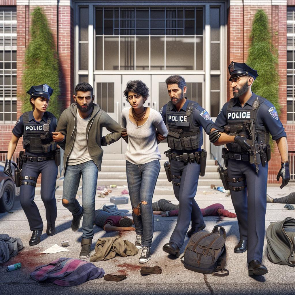 Police apprehending school burglars