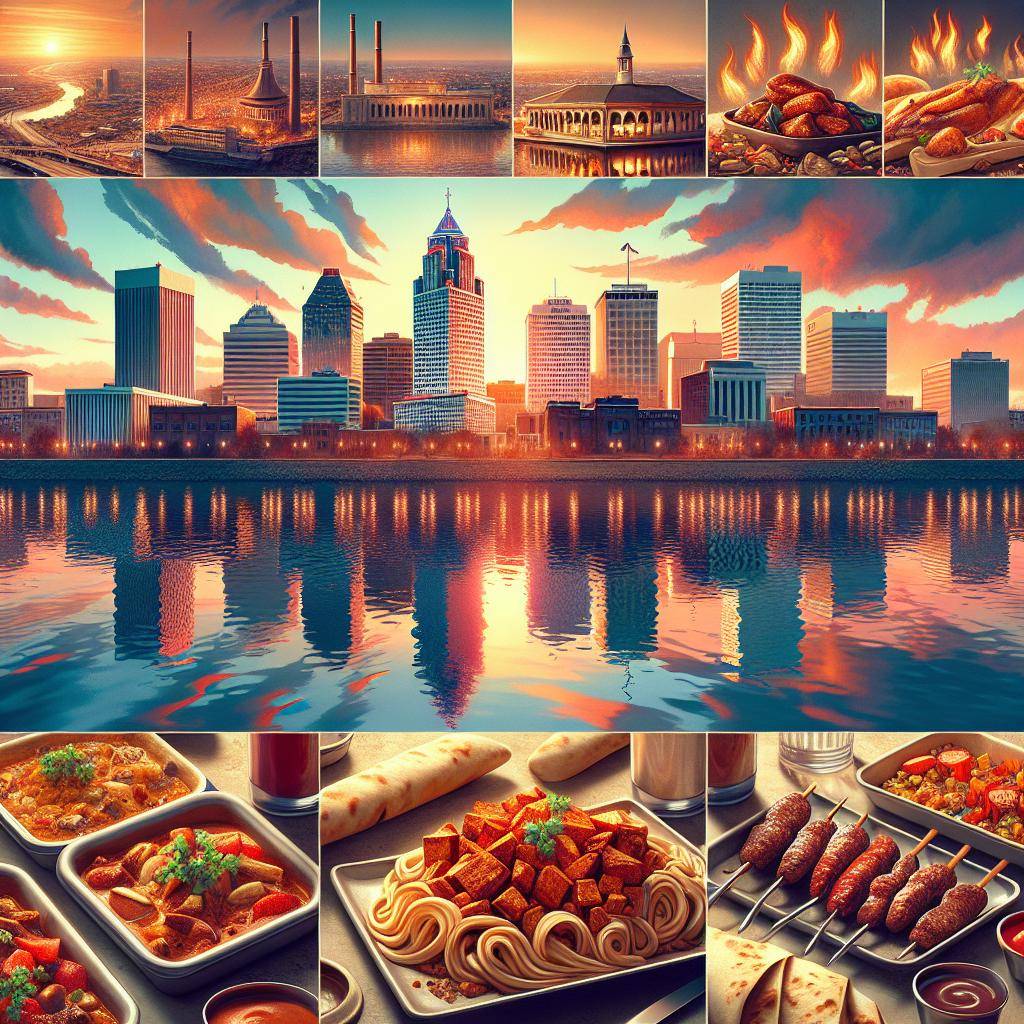 Memphis skyline with diverse cuisine
