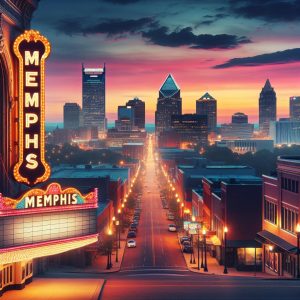 Theater Marquee Memphis Skyline