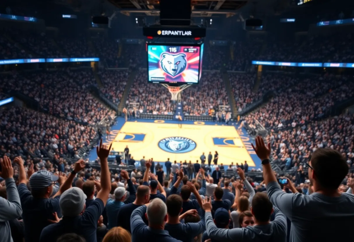 Fans cheering in Memphis Grizzlies arena