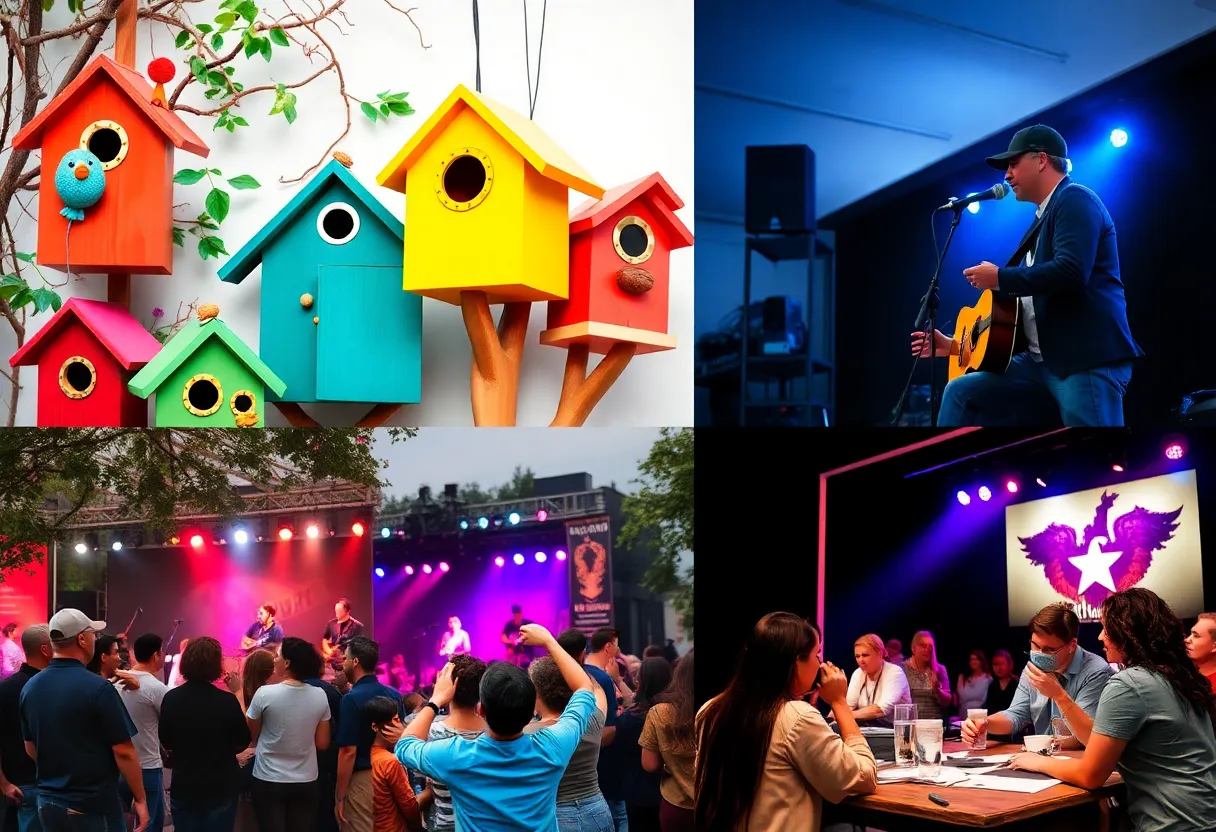 A collage representing various arts and music events happening in Memphis.