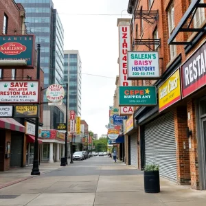 Closed restaurant signs on a Memphis street
