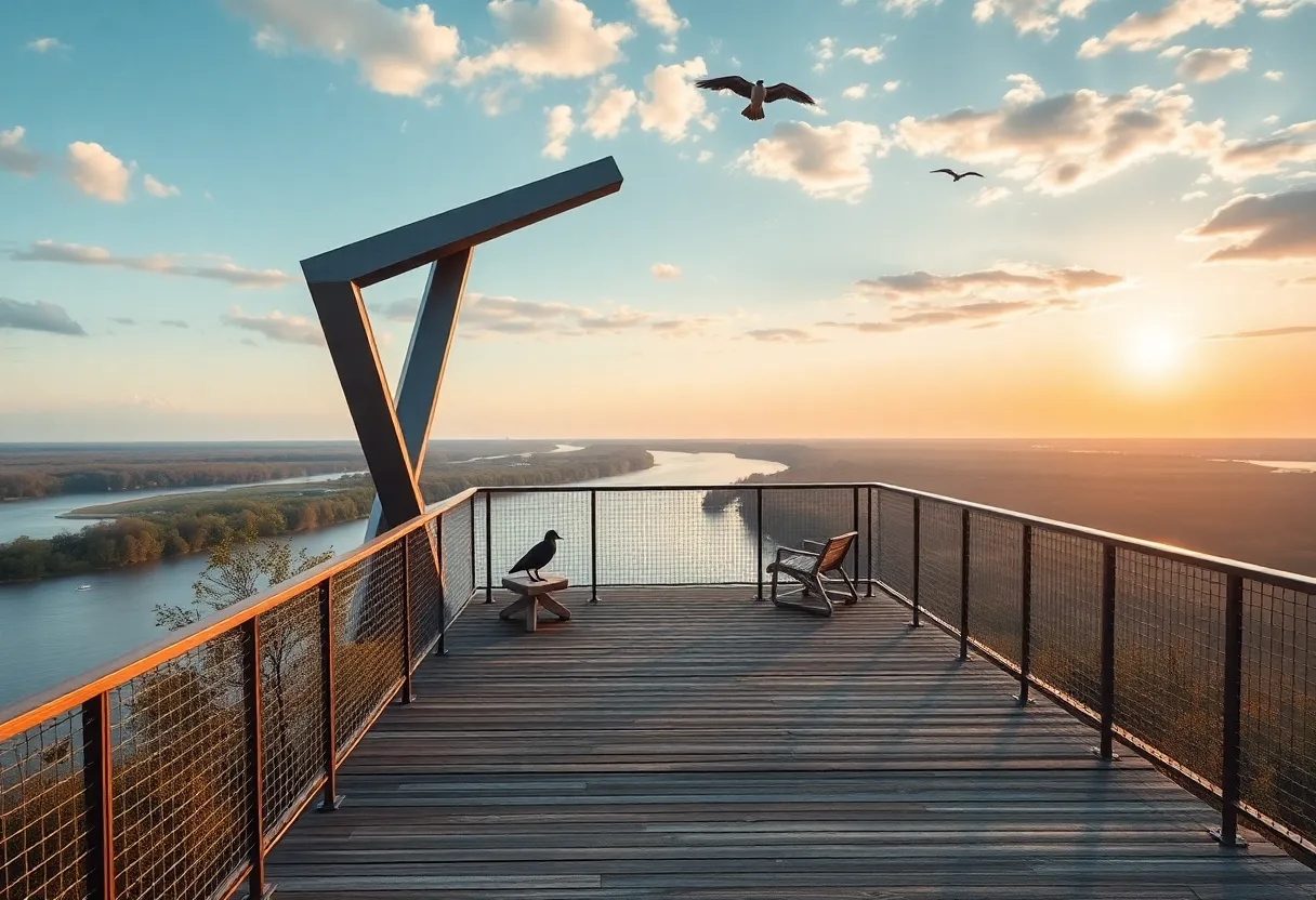 Rendering of the Memphis Flyway observation deck on the Mississippi River.