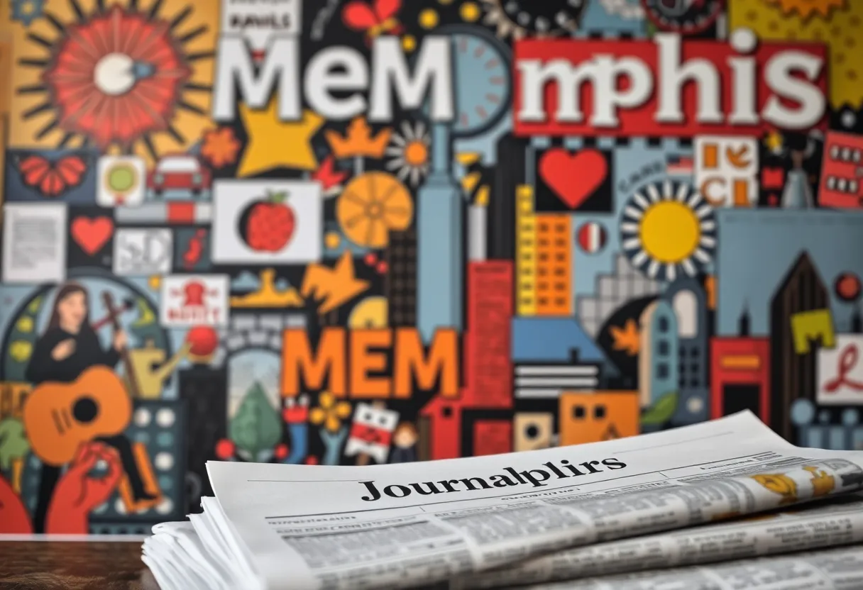 Collage representing Memphis culture and journalism.