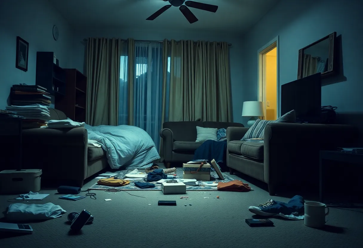 Chaos in an apartment after a theft during a sleepover.