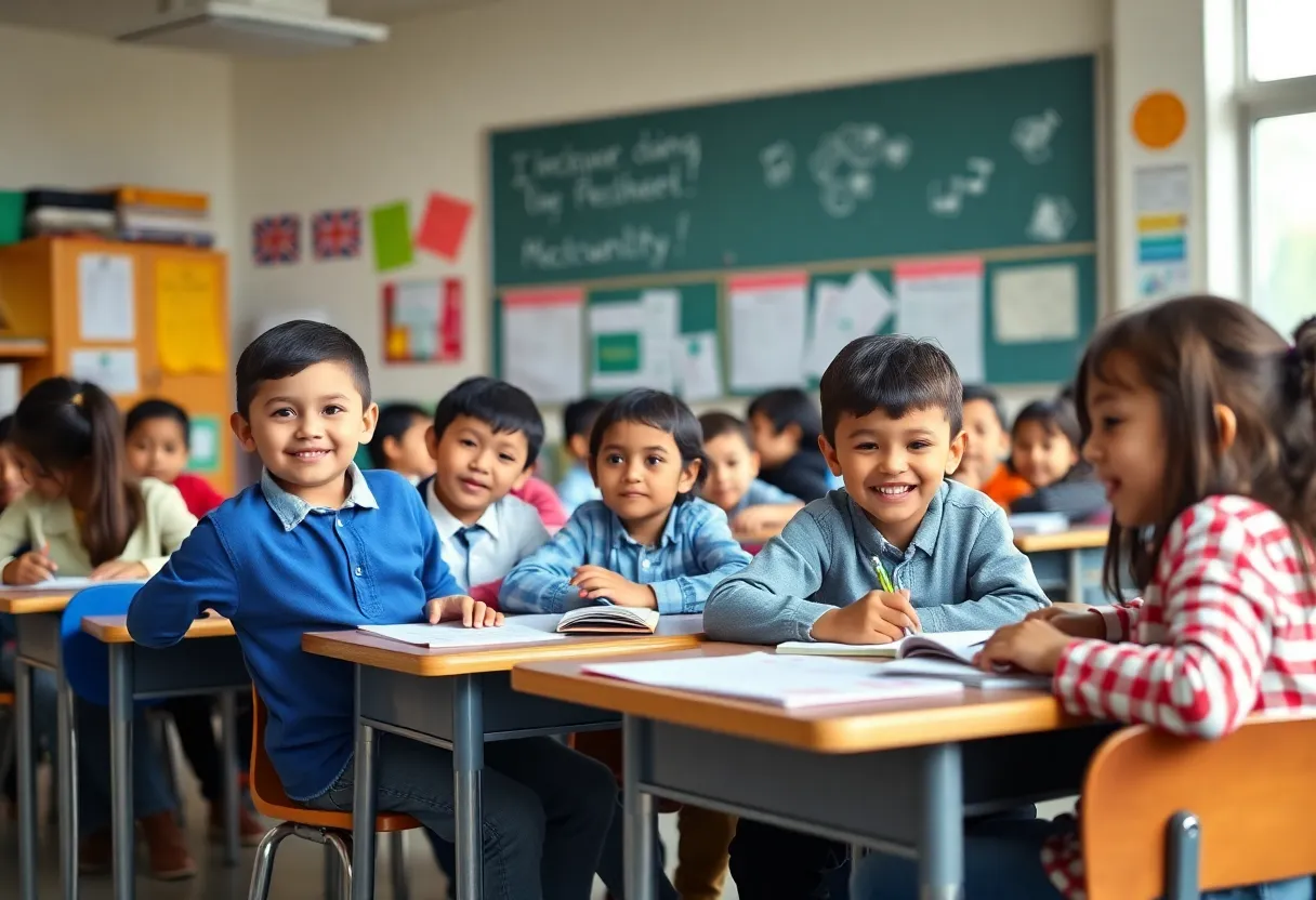Classroom scene depicting students involved in education activities reflecting growth in school voucher program