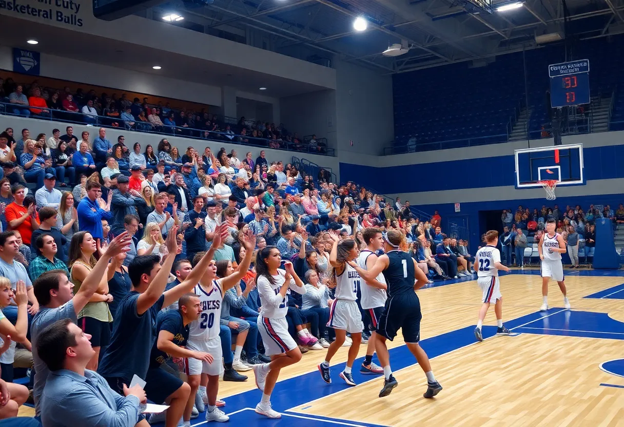 Fans cheering during the Briarcrest Saints basketball game
