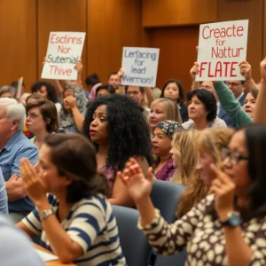 Community members supporting school leadership at board meeting