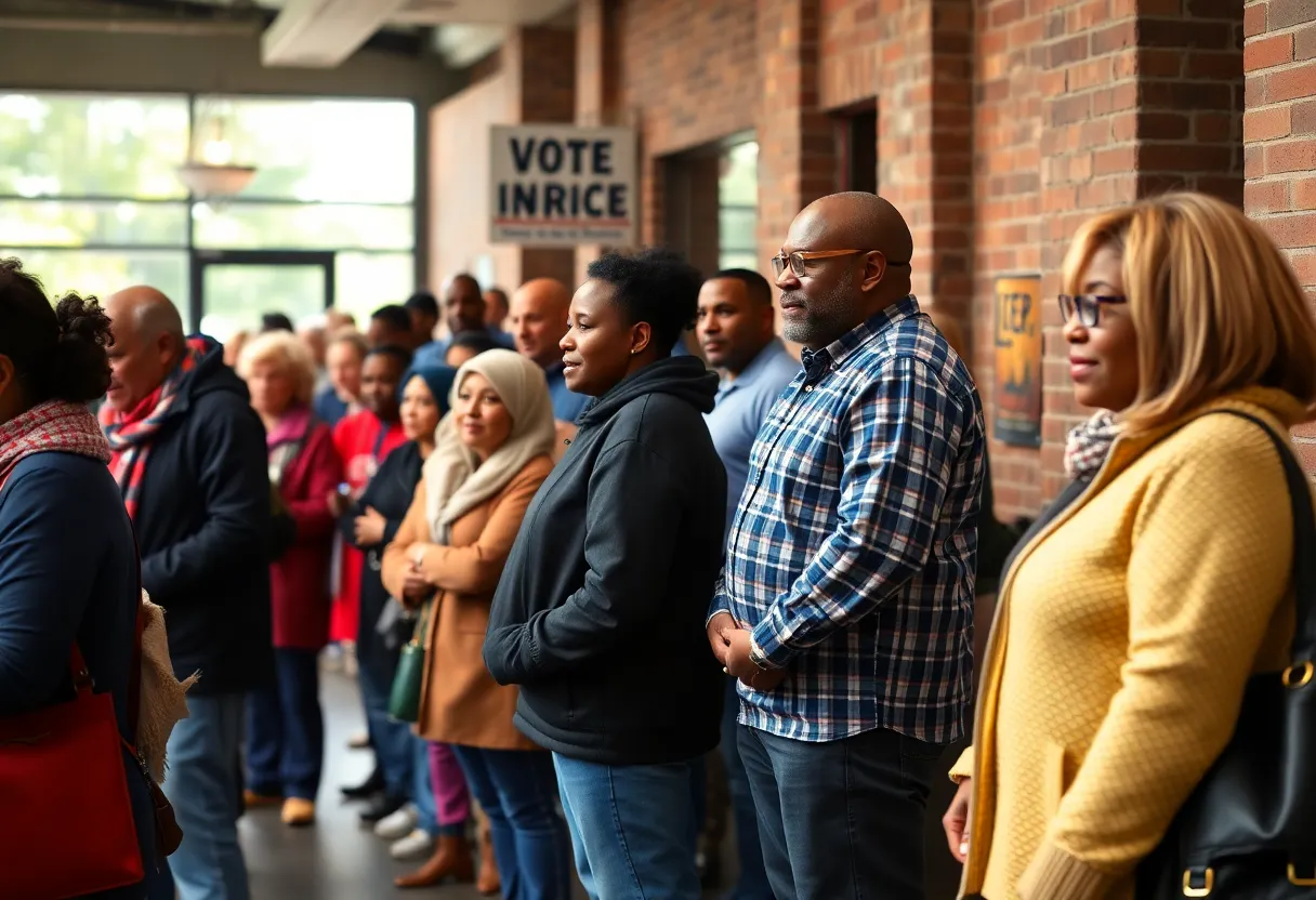 Residents lining up to vote at Hermitage Library in Memphis