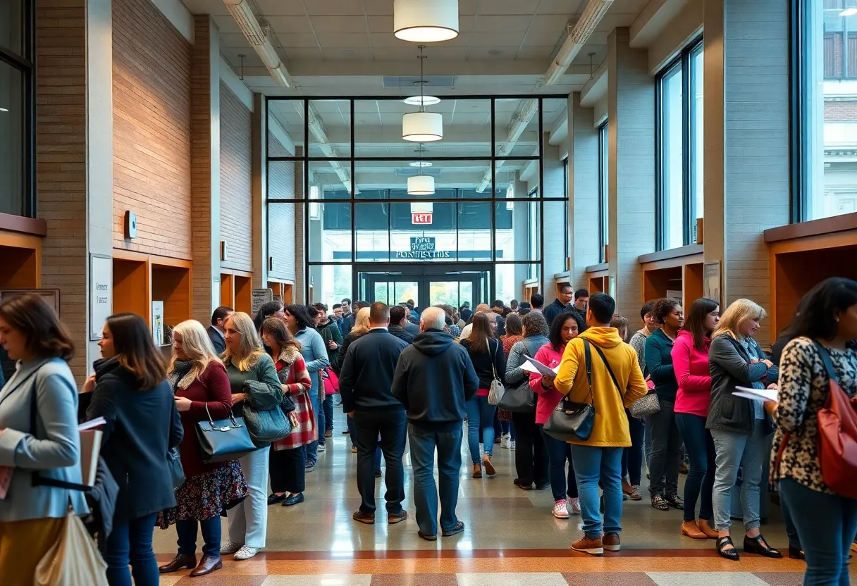 Long lines of voters at Hermitage Library for early voting