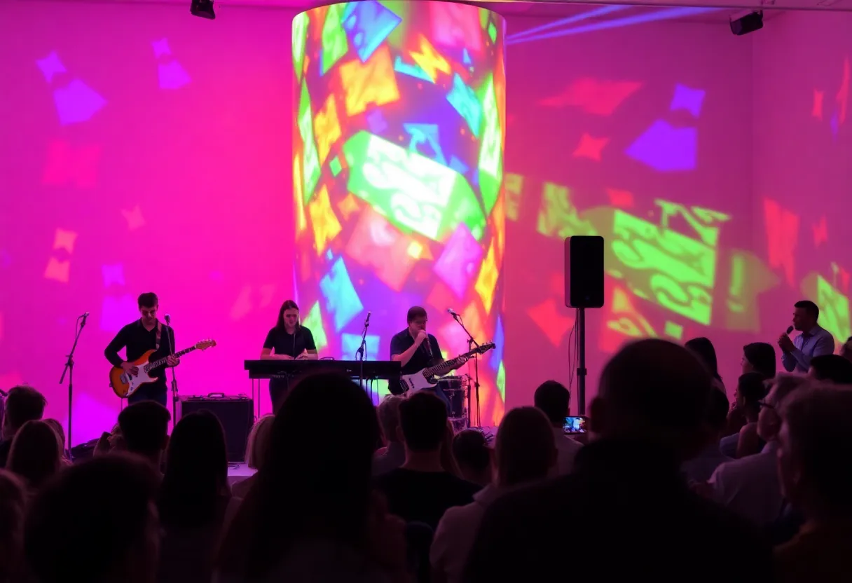 Audience enjoying music and visual art at Marcella Simien's concert