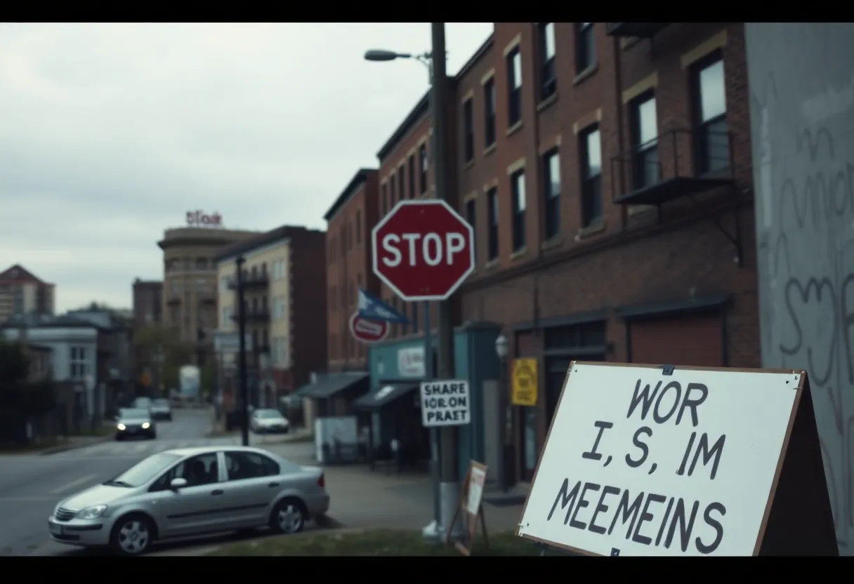 Urban scene in Memphis reflecting community distress