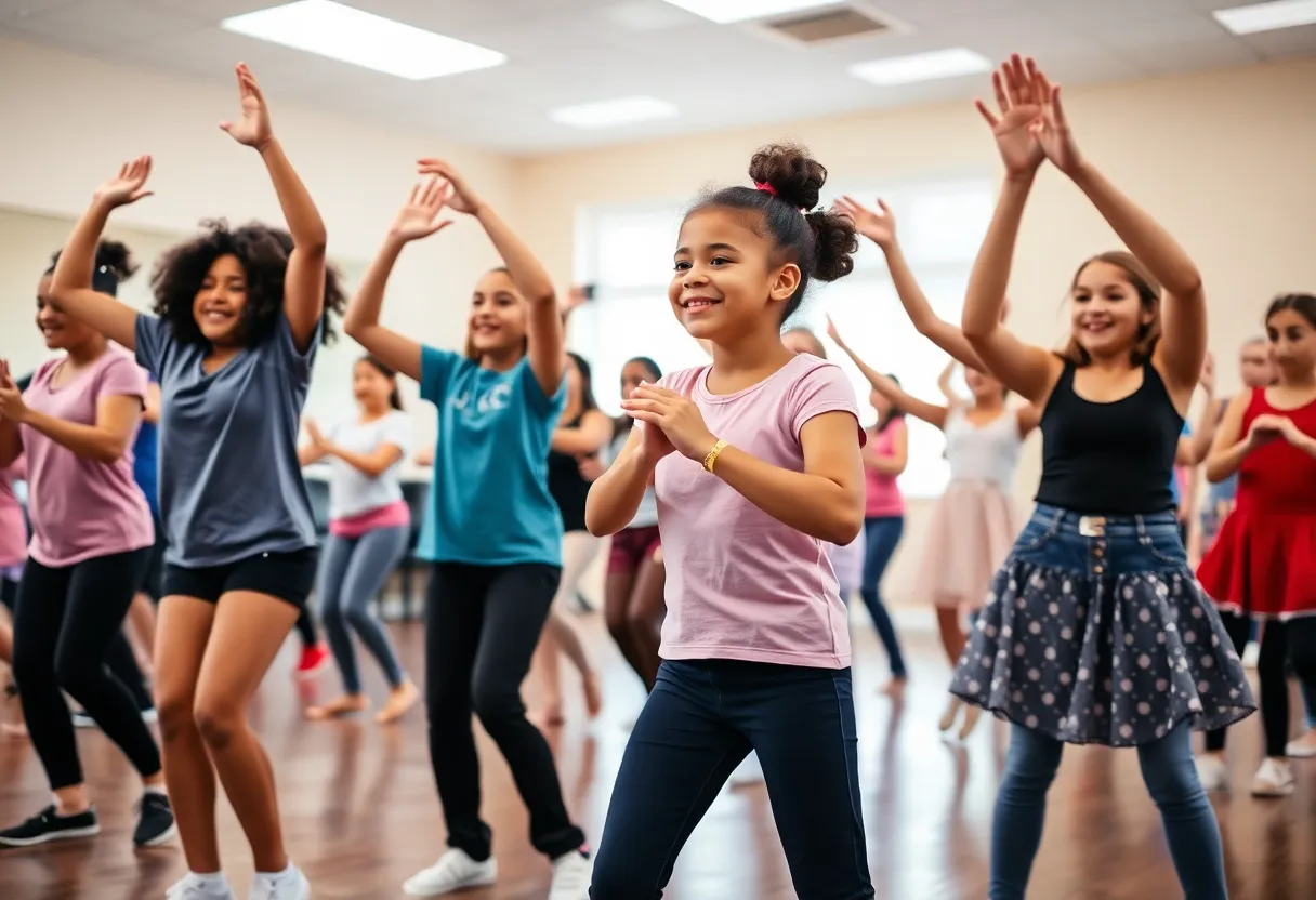 Diverse young dancers practicing in a dance academy in Memphis.