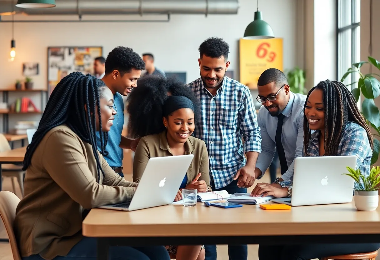 Diverse Memphis entrepreneurs working together in a creative space