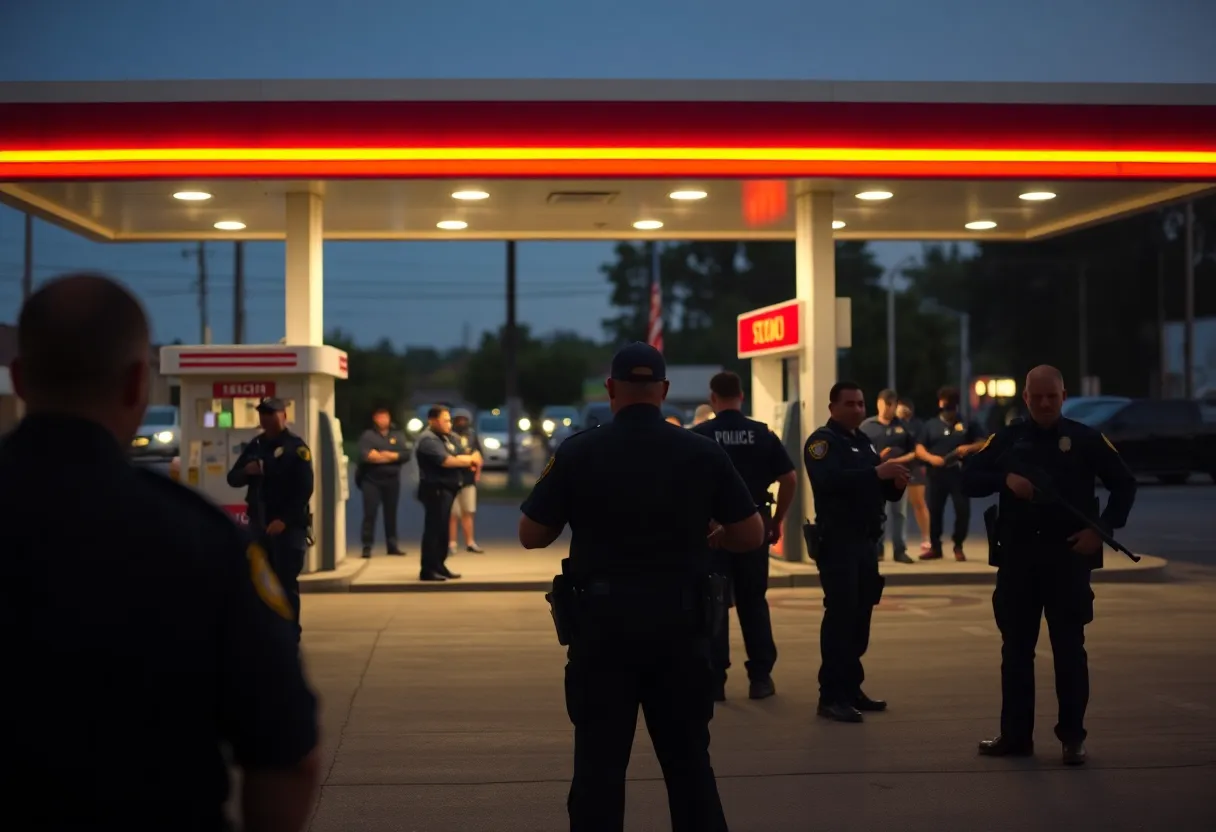 Police investigating a gas station in Memphis after shootings.