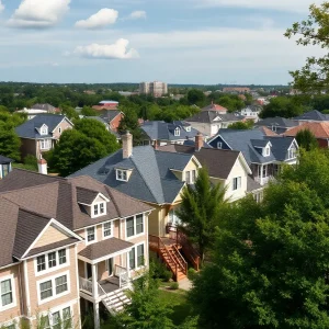 Scenic view of a Memphis neighborhood showing houses