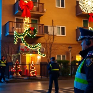 Police at the scene of a shooting incident in a Memphis apartment complex
