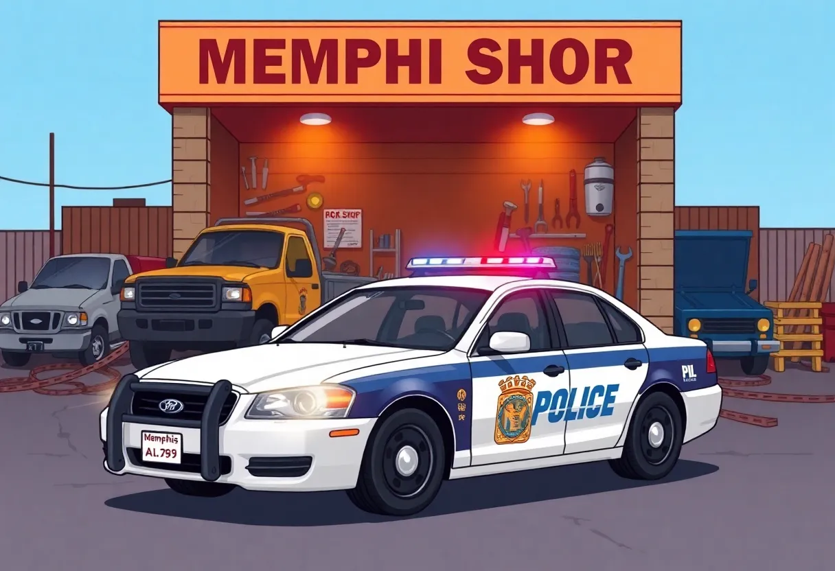 Police operation at a chop shop in Memphis