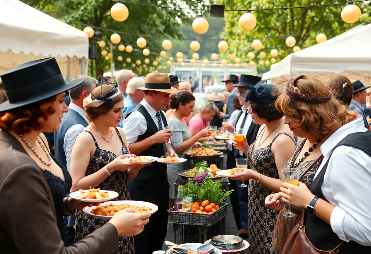 Attendees enjoying food and drinks at the Memphis Restaurant Festival