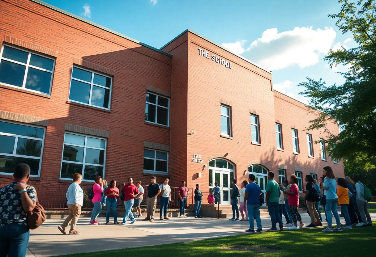 Students outside a Memphis school building