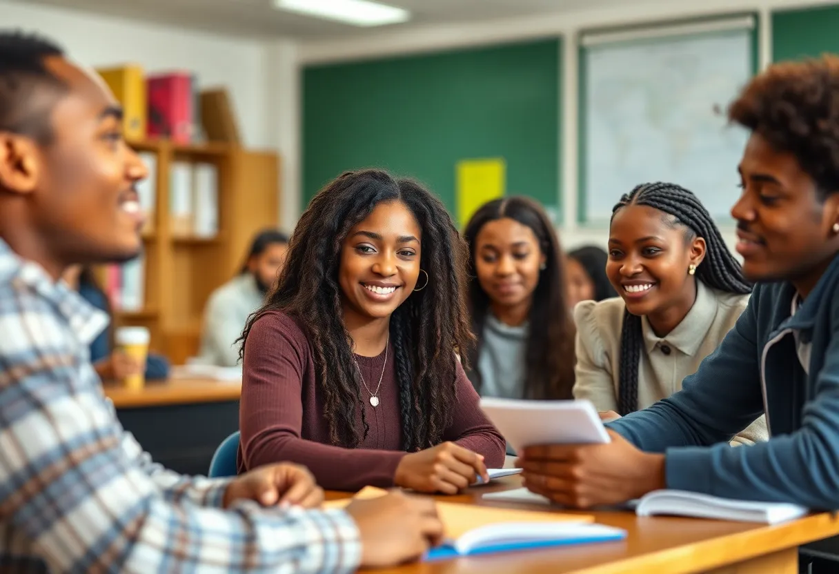 Students in a classroom advocating for better educational leadership