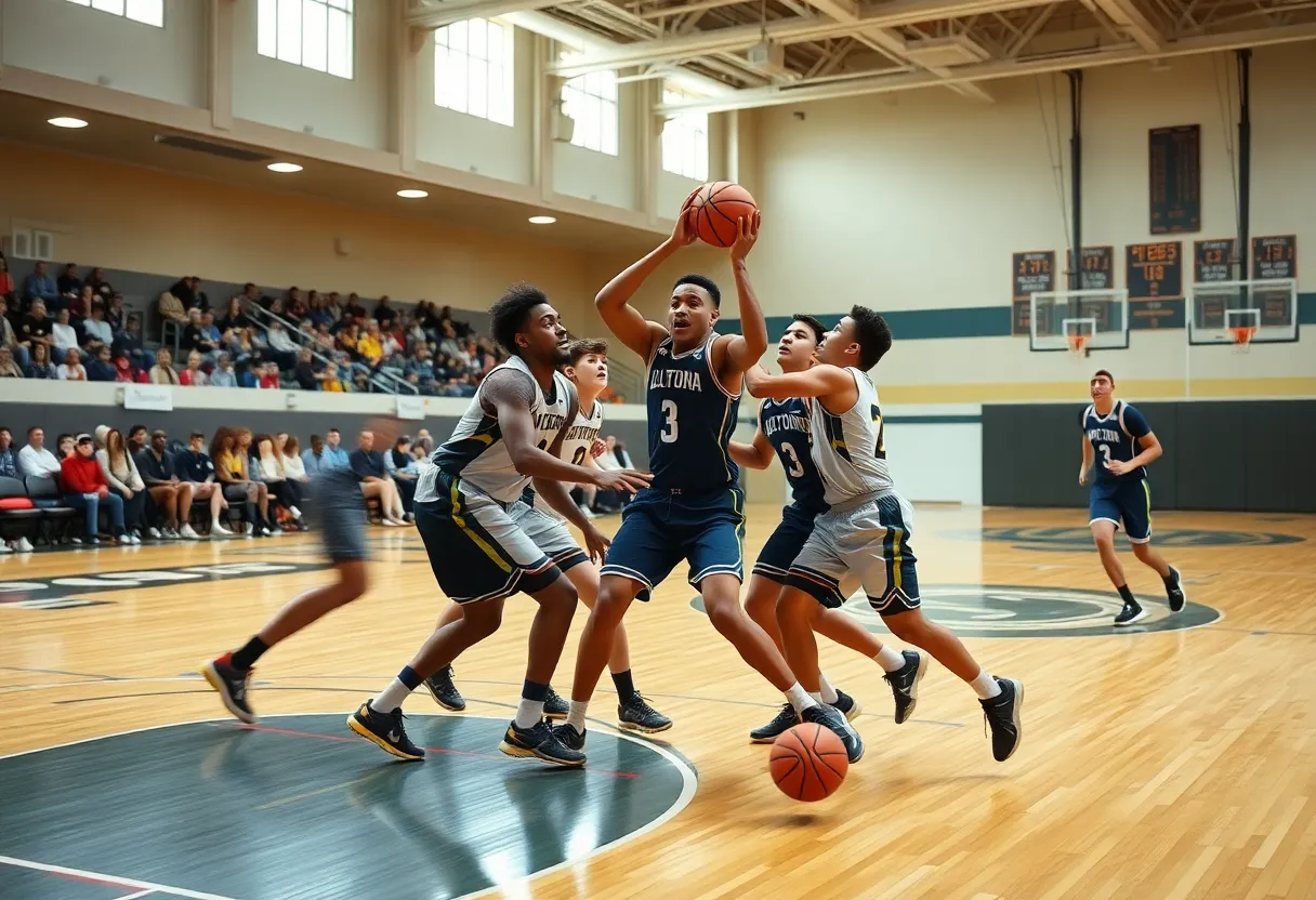 Memphis Tigers basketball team executing defensive strategy on the court