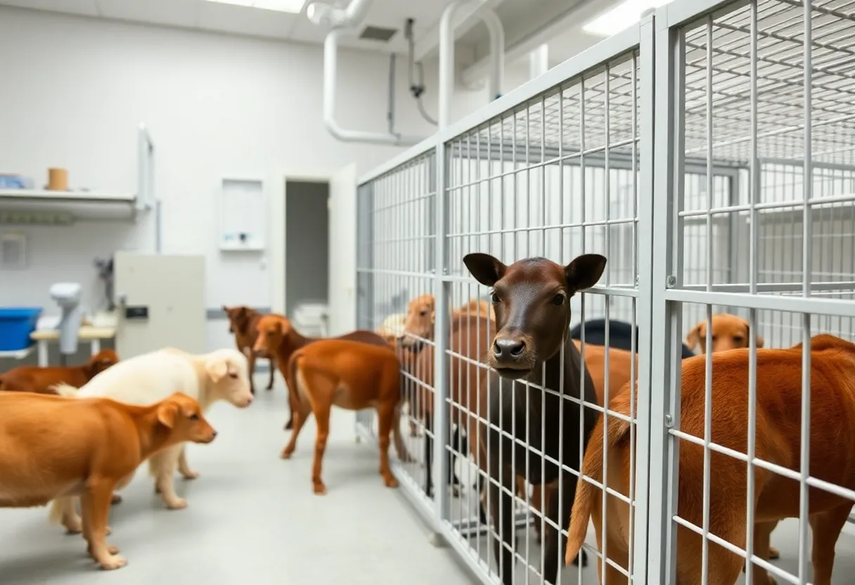 University of Memphis laboratory with animals in humane enclosures.