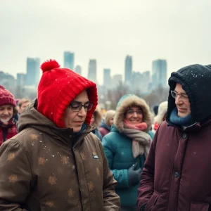 People enjoying a winter day in Memphis with cold temperatures