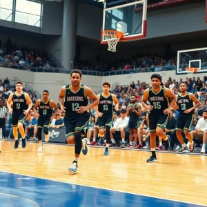 Memphis Tigers basketball team competing on the court