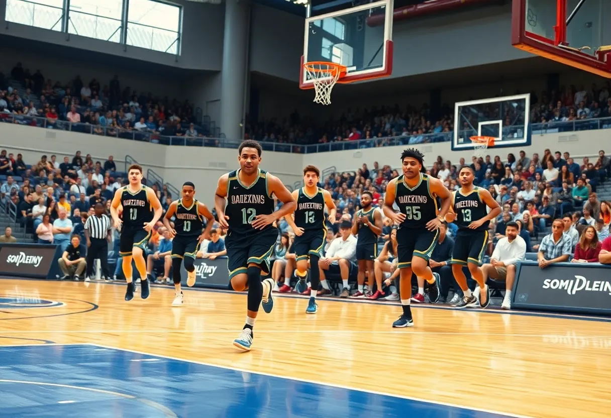 Memphis Tigers basketball team competing on the court