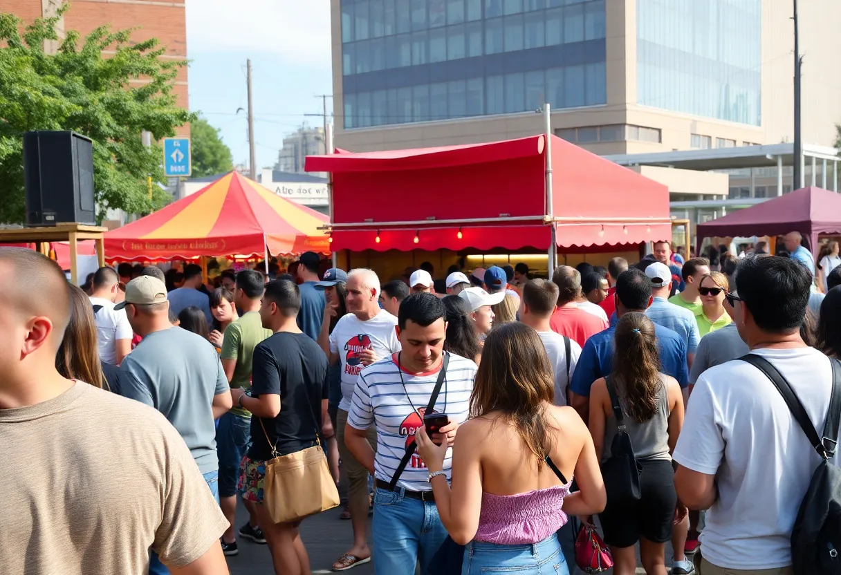 Diverse crowd enjoying music and barbecue in Memphis