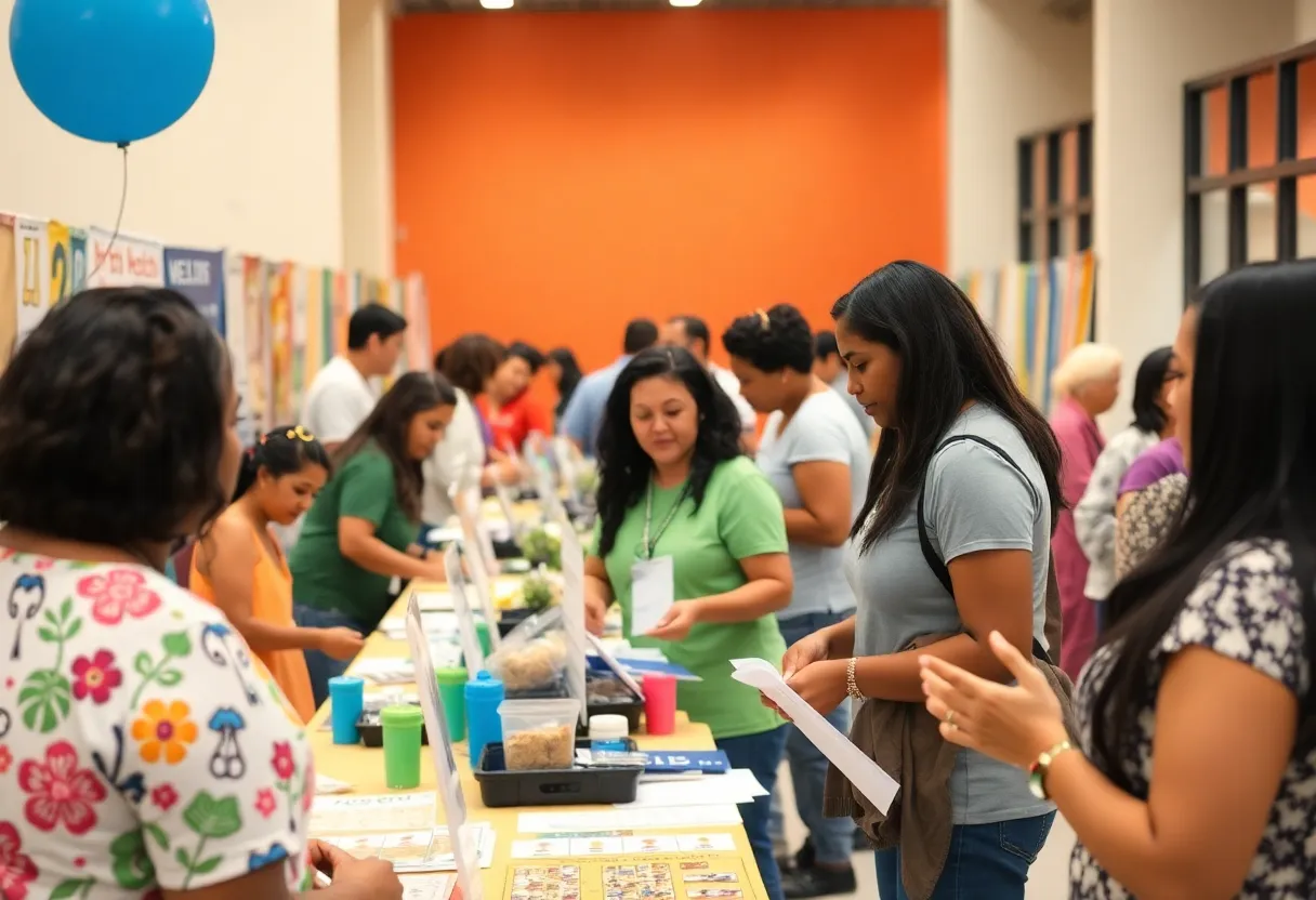 Memphis community participating in a health fair with various wellness booths and volunteers.